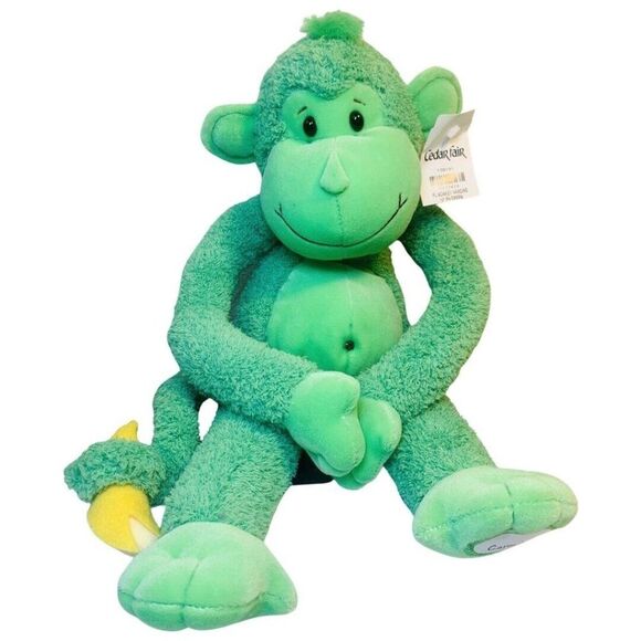 2009 Carowinds Lime Green Hanging Monkey Plush 16" Stuffed Animal Toy - Picture 2 of 5